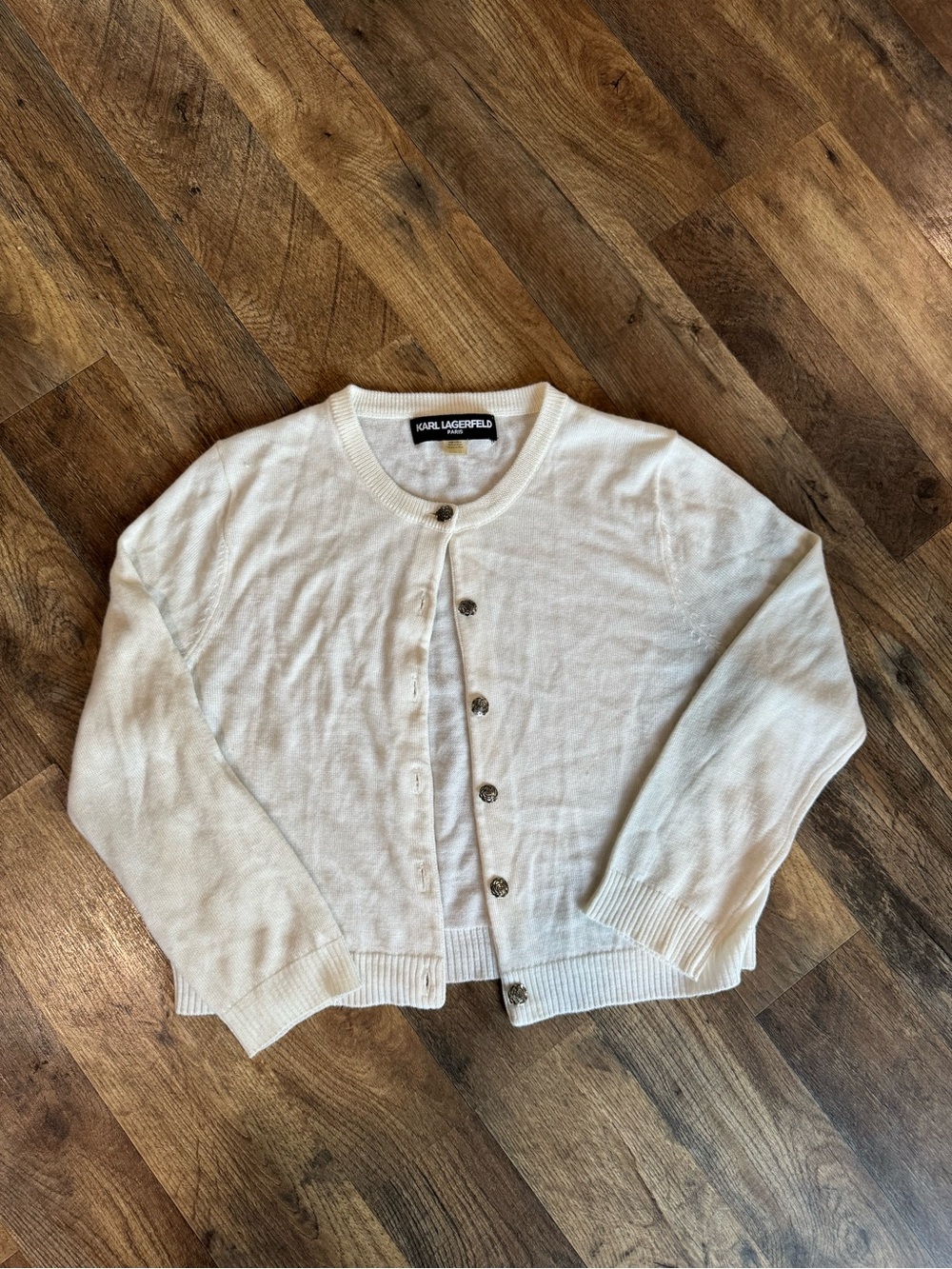 Karl Lagerfeld Off-White Button-Front Women's Cardigan